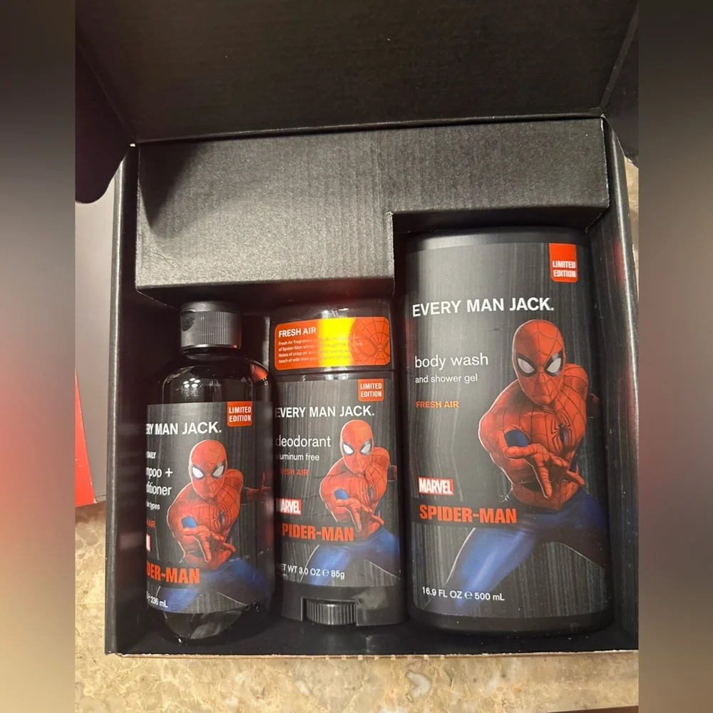 Spider Man Marvel EVERY MAN JACK Ltd Ed Body Wash Deodorant Shampoo Set New